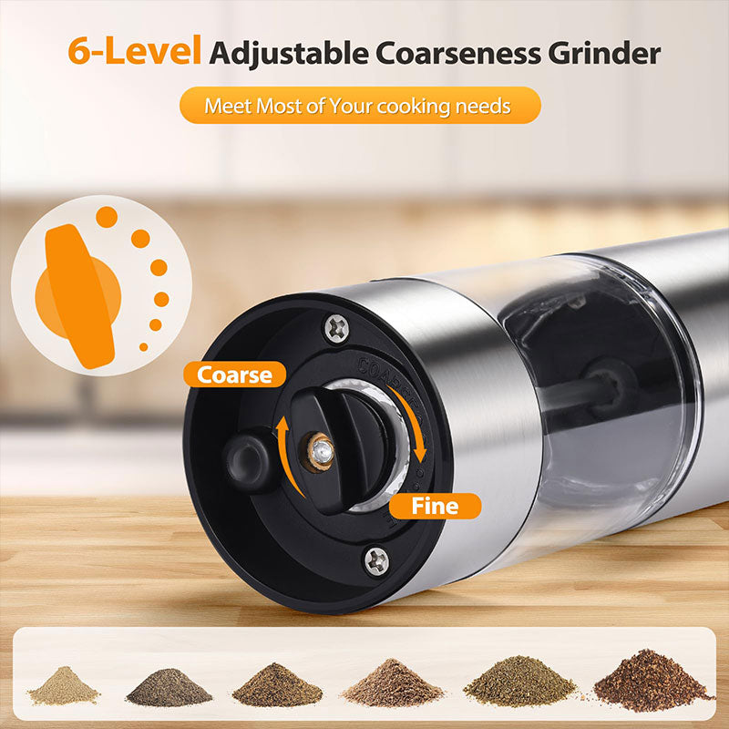 Sakerplus Rechargeable Electric Salt and Pepper Grinder Set