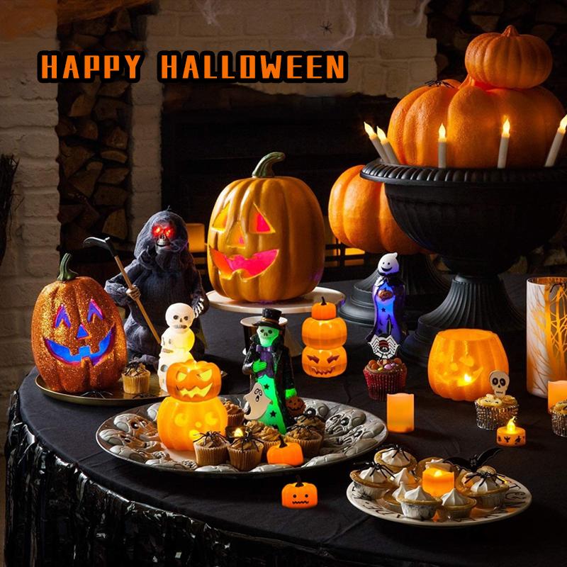 Flickering Small Pumpkin Tea Lights