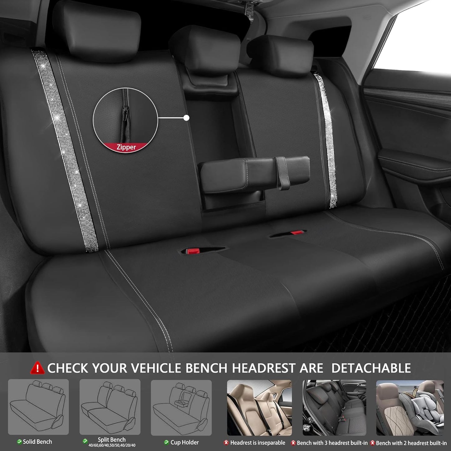 Sakerplus® Luxury Leather Bling Car Seat Covers