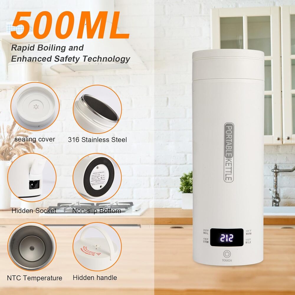 Sakerplus Portable Travel Electric Tea Kettle