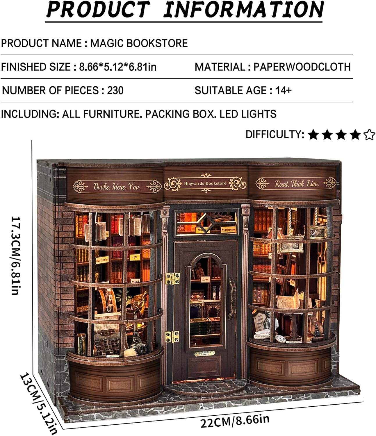 Sakerplus® 3D Wooden Book Nook Diorama Kit