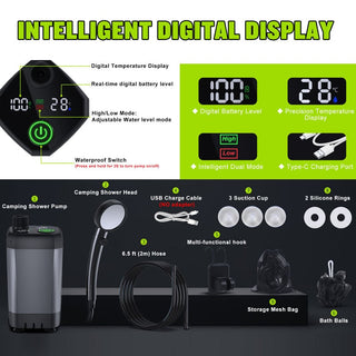 Portable Rechargeable Outdoor Camping Shower Pump