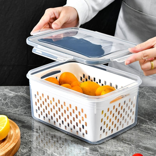 Sakerplus® Food Storage Containers for Fridge with Removable Colander
