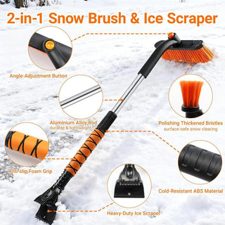 Sakerplus®  3-in-1 Extendable Snow Brush Ice Scraper