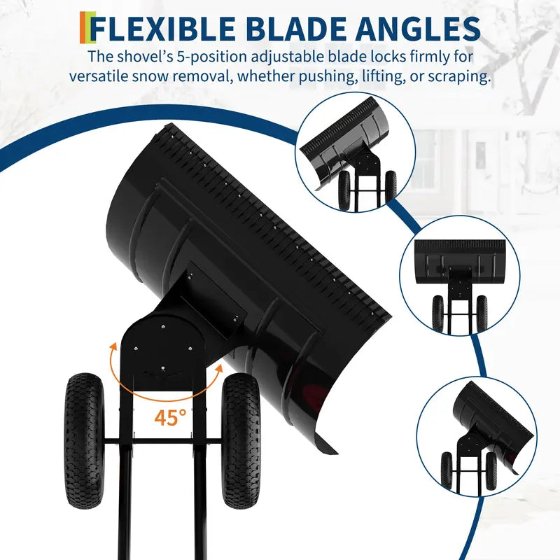 Sakerplus® Large Adjustable Wheeled Snow Pusher