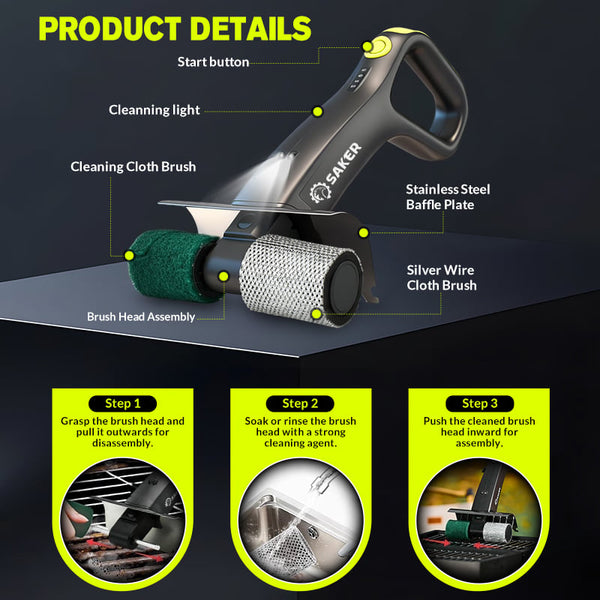 Sakerplus® Electric Grill Brush for Outdoor Grill