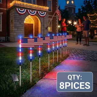 Sakerplus® Patriotic Solar Flag Light Set
