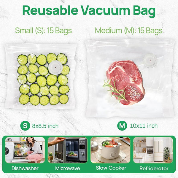 Sakerplus® Handheld Vacuum Sealer with Reusable Bags
