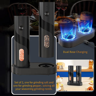 Sakerplus® Electric Salt and Pepper Grinder Set with Charging Base