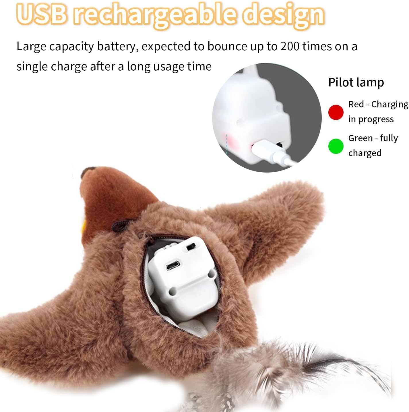 Sakerplus® Flapping Chirping Interactive Cat Bird Toy