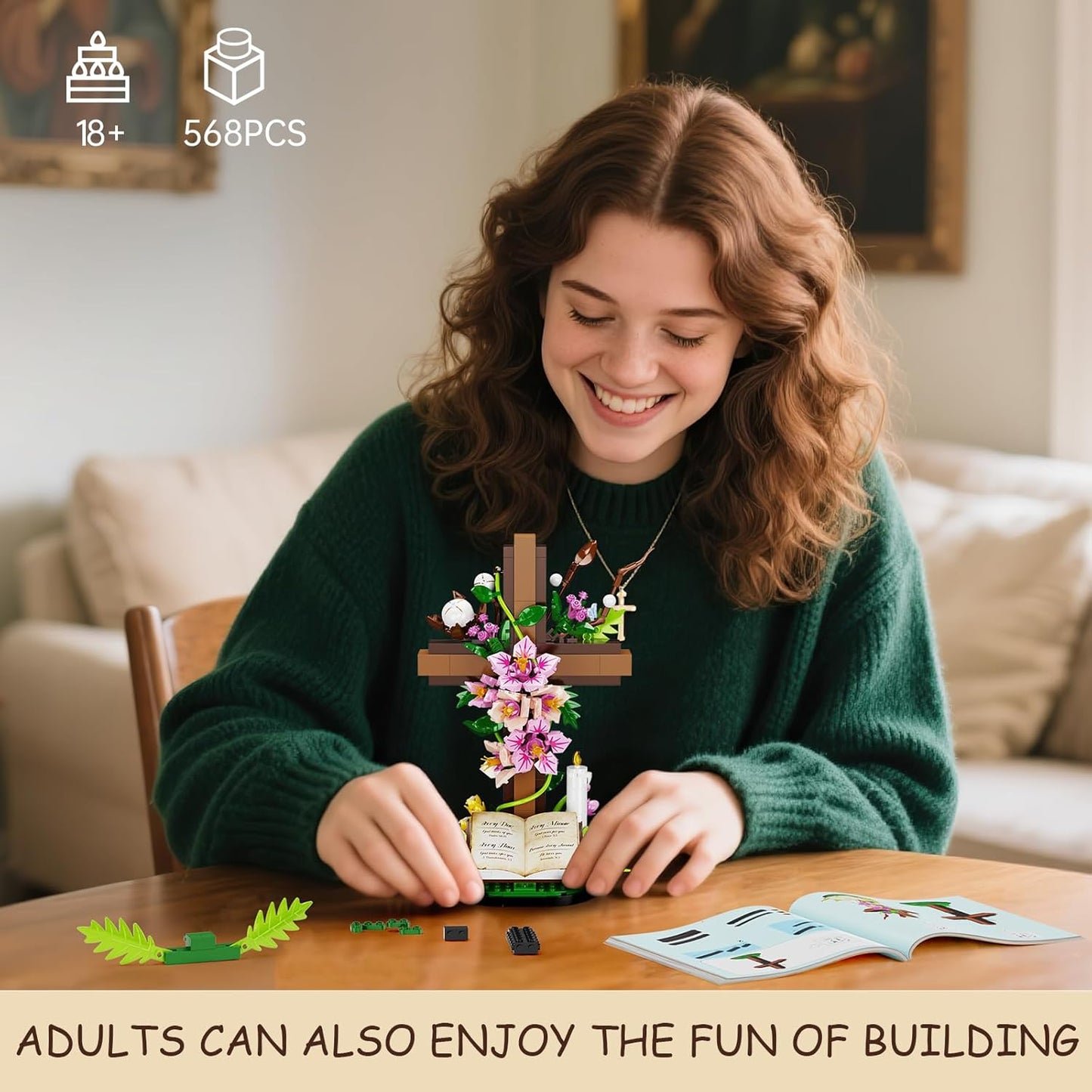 Sakerplus® Christian Cross Flower Construction Toy