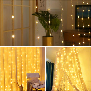 Sakerplus® LED Copper String Curtain Lights with USB Remote