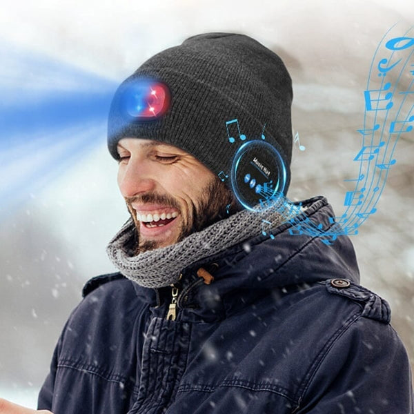 Sakerplus® Bluetooth Beanie with LED Light & Removable Speakers