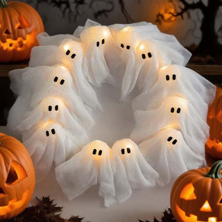 Sakerplus Light-Up Halloween Ghost Wreath