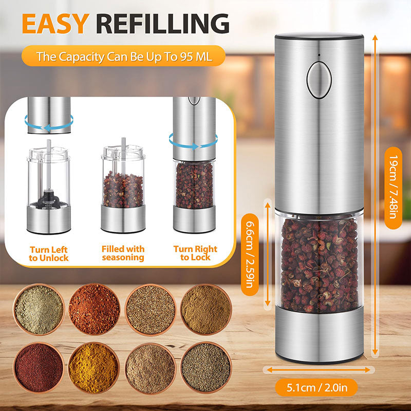 Sakerplus Rechargeable Electric Salt and Pepper Grinder Set