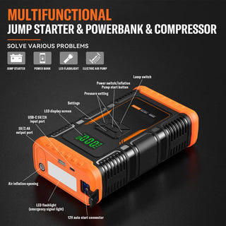 Sakerplus® Compact Car Jump Starter With Air Compressor