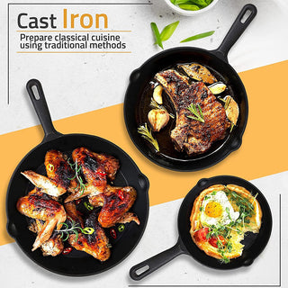 Sakerplus® Pre-Seasoned Cast Iron Skillet Set