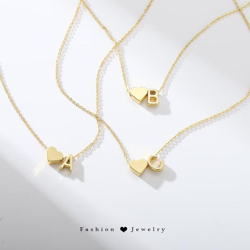 Sakerplus® 18K Gold Heart Initial Necklace