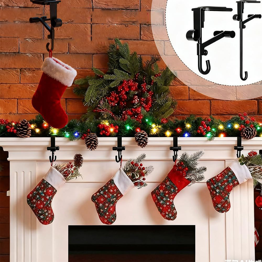 Sakerplus Adjustable Fireplace Garland And Stocking Hanger