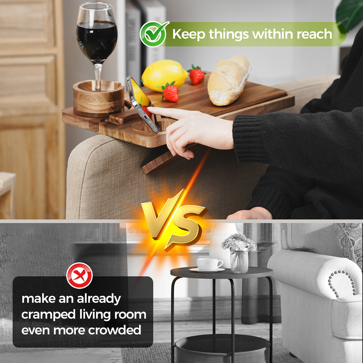 Saker 4-in-1 Couch Arm Table