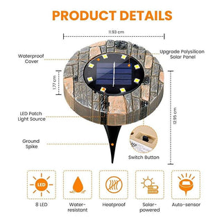 Outdoor Waterproof LED Solar Ground  White Lights for Pathway