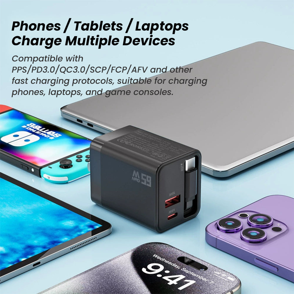 Sakerplus Compact Dual Retractable USB Charger