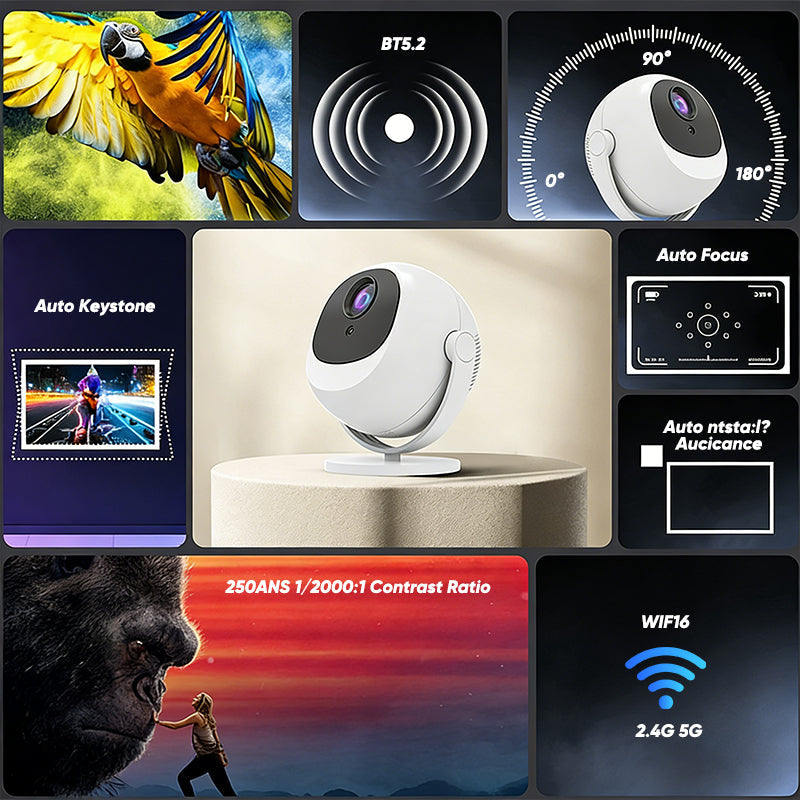 Sakerplus® 4K Mini Projector With WiFi6