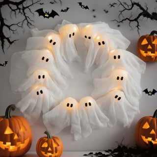 Sakerplus Light-Up Halloween Ghost Wreath