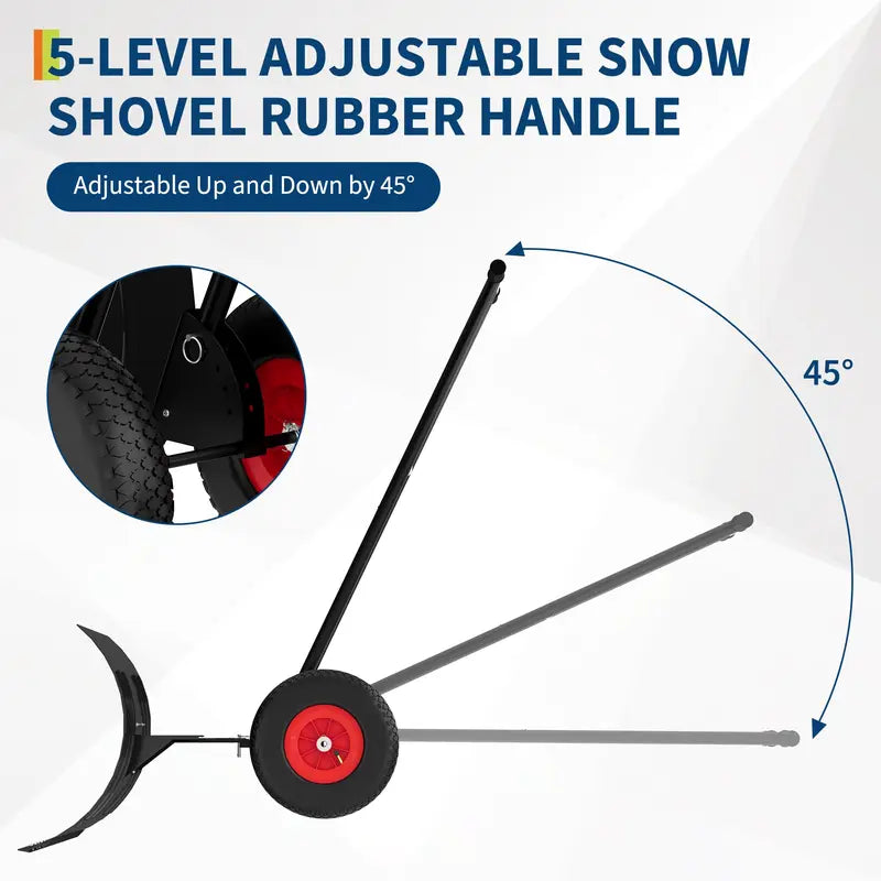 Sakerplus® Large Adjustable Wheeled Snow Pusher