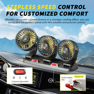 Sakerplus Portable 3-Head Car Cooling Fan