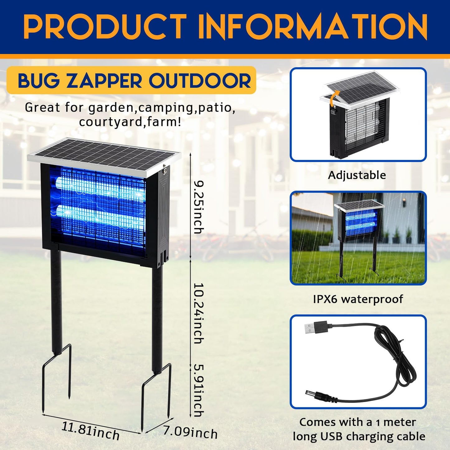 Sakerplus Solar Bug Zapper Outdoor