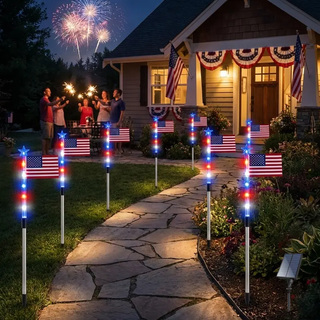 Sakerplus® Patriotic Solar Flag Light Set