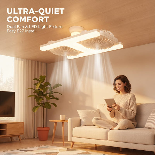 Sakerplus® Adjustable-Angle Dual-Head Ceiling Fan Light