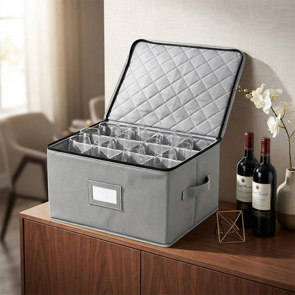 Sakerplus® Stackable Drinkware Storage Box With Dividers