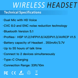 Sakerplus Trucker Wireless Bluetooth Noise Cancelling Headset