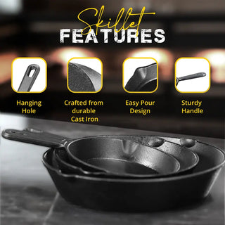 Sakerplus® Pre Seasoned Cast Iron Skillet Set
