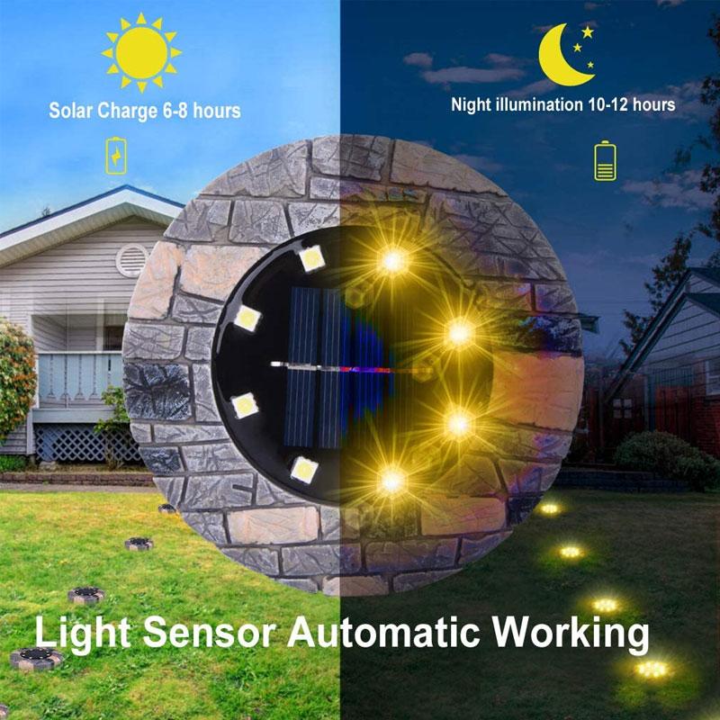Outdoor Waterproof LED Solar Ground  White Lights for Pathway