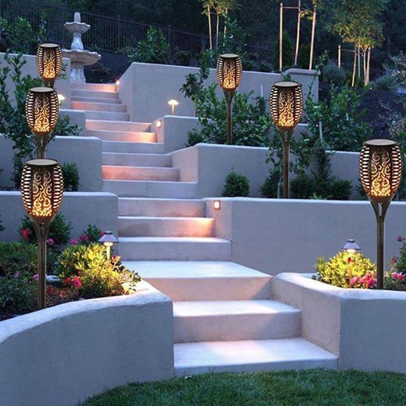 LED Solar Path Torch Light Dancing Flame Lamp