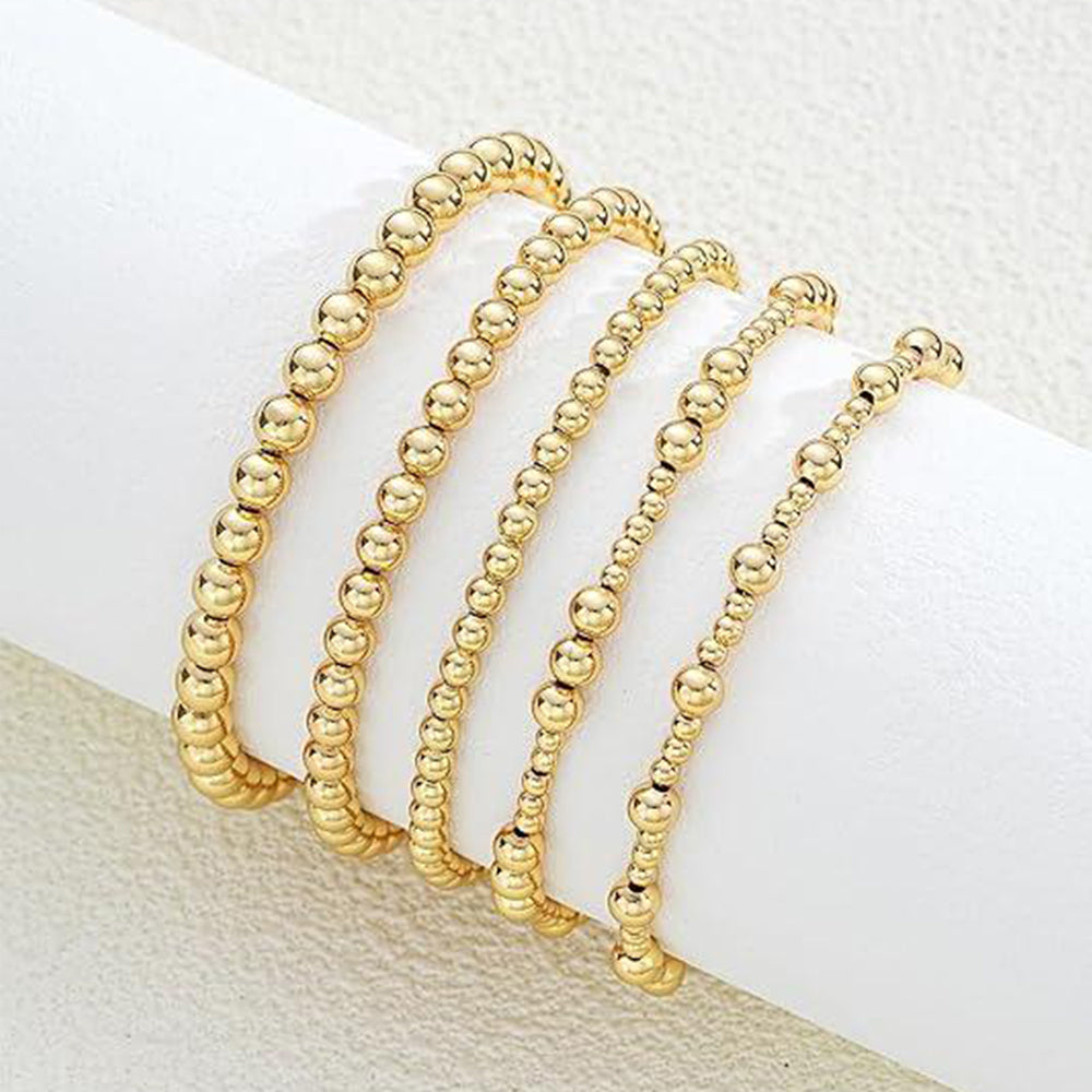 Sakerplus Gold Beaded Ball Bracelet Set