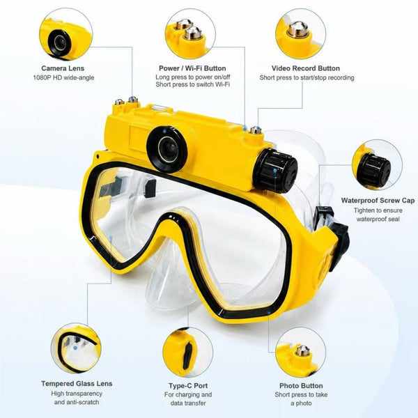 Sakerplus® Waterproof Recording Swimming Diving Mask
