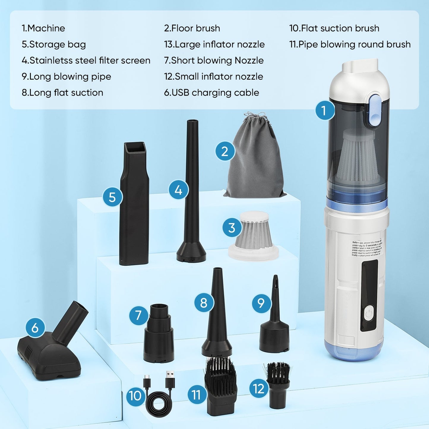 Sakerplus Slim Cordless Handheld Car Vacuum