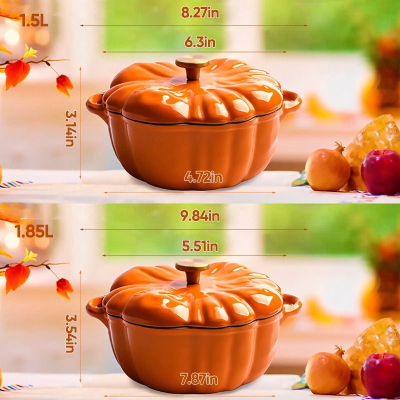 Sakerplus® Enameled Cast Iron Pumpkin Dutch Oven