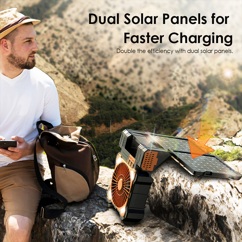 Sakerplus Solar Powered Portable Camping Fan