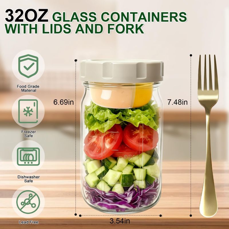 Sakerplus® Salad Dressing Container Glass Jars