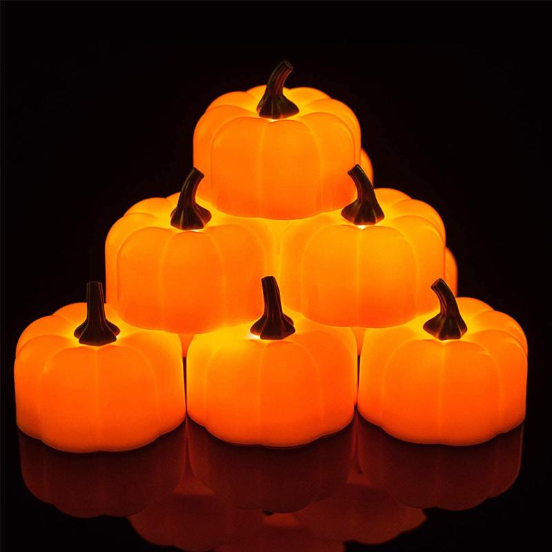 Flickering Small Pumpkin Tea Lights