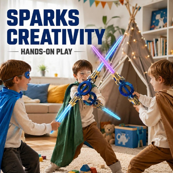 Sakerplus® Retractable Rotating Dual Blade Light Up Sword