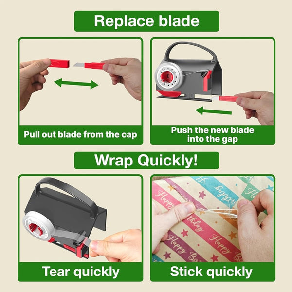 Sakerplus® Wrapping Paper Cutter And Dispenser Set