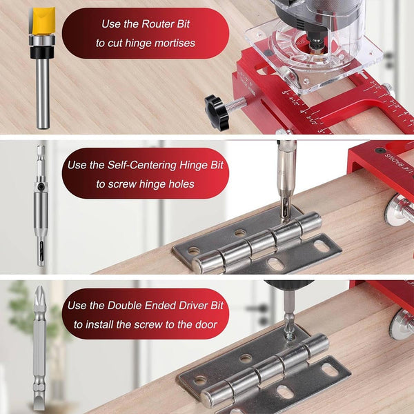 Sakerplus® Adjustable Aluminum Door Hinge Jig