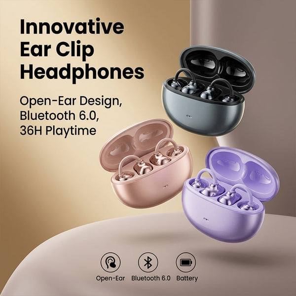 Sakerplus® SK50 Open-Ear Clip-On Wireless Bluetooth 6.0 Earphones