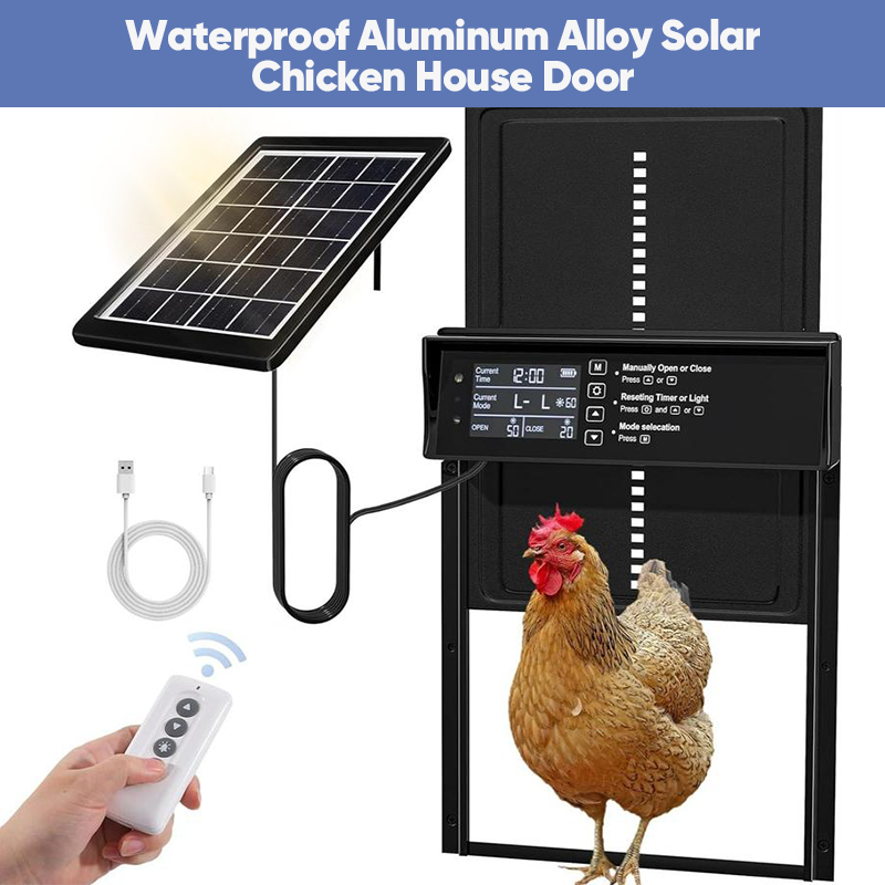 Sakerplus Waterproof Aluminum Alloy Solar Chicken House Door